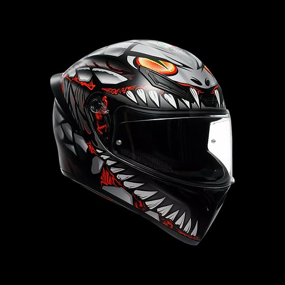 AGV K1 S  FULL FACE HELMET - LYZARD BLACK/GREY/RED (ISI & ECE2206)